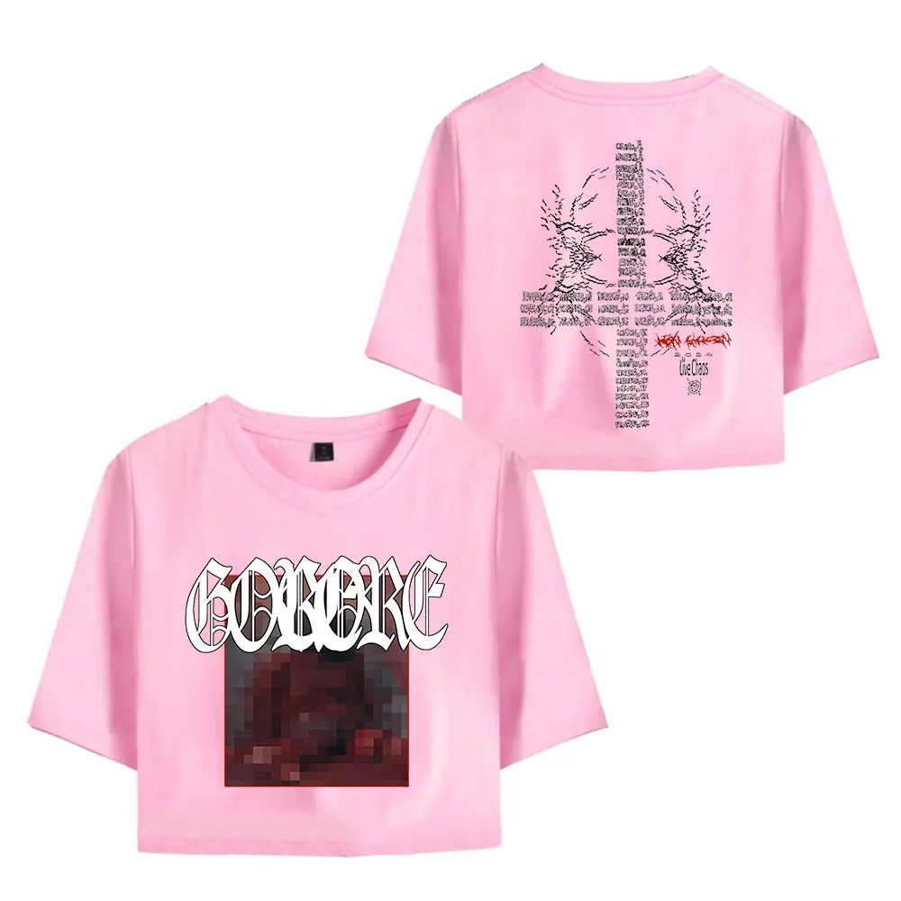 Ken Carson Vintage 90er Jahre Crop Top T-Shirt O-Ausschnitt Oversize Tops Damen Mode T-Shirt