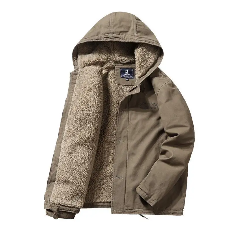 

Thiened De Workwear Cotton Jaet Men's Hooded Faion Urban Sle Long Line Zipper Closure Polyester Fiber Fill Winter Coat