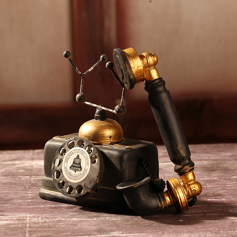 Retro Resin Artificial Telephone Model Vintage Style Home Decor Ornament Craft