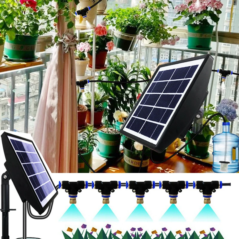 

Misting Drip Irrigation Kit for Potted Plants Solar System for Garden Supported Automatic Watering System