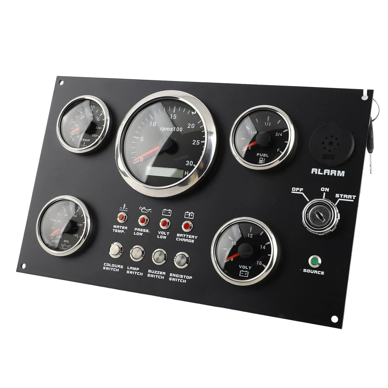 

Multifunctional 5 Gauge Stainless Steel ABS Boat Dash Instrument Panel Set Compatible with Marine Piston