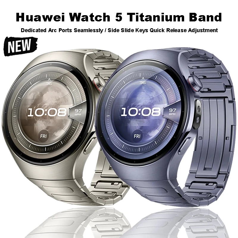 

Original Luxury Titanium Strap for Huawei Watch 5 46MM No Gaps Metal Band for Huawei Watch 5 42mm Business Quick Release Band