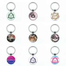 Therian Symbol Cat Wolf Fox Therian Glass Pendant Keychain Jewelry Charm Bag Souvenir Key Ring