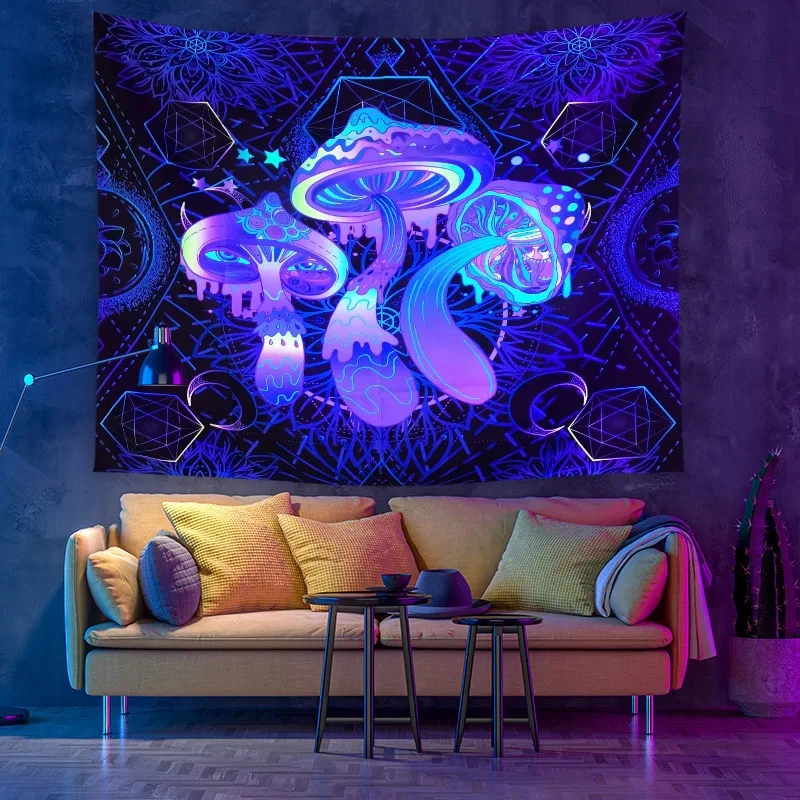 VIKAMA Psychedelic Mushroom Forest Tapestry Wall Hanging, 6 Designs, Wall Decor for Bedroom Living Room Dorm