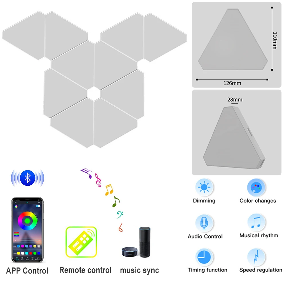 Smart APP WIFI RGB Quantum Lamp USB 5V LED Hexagon Wall Lights Music Sync Ambient Night Lights for Wedding Home Party Room Decor