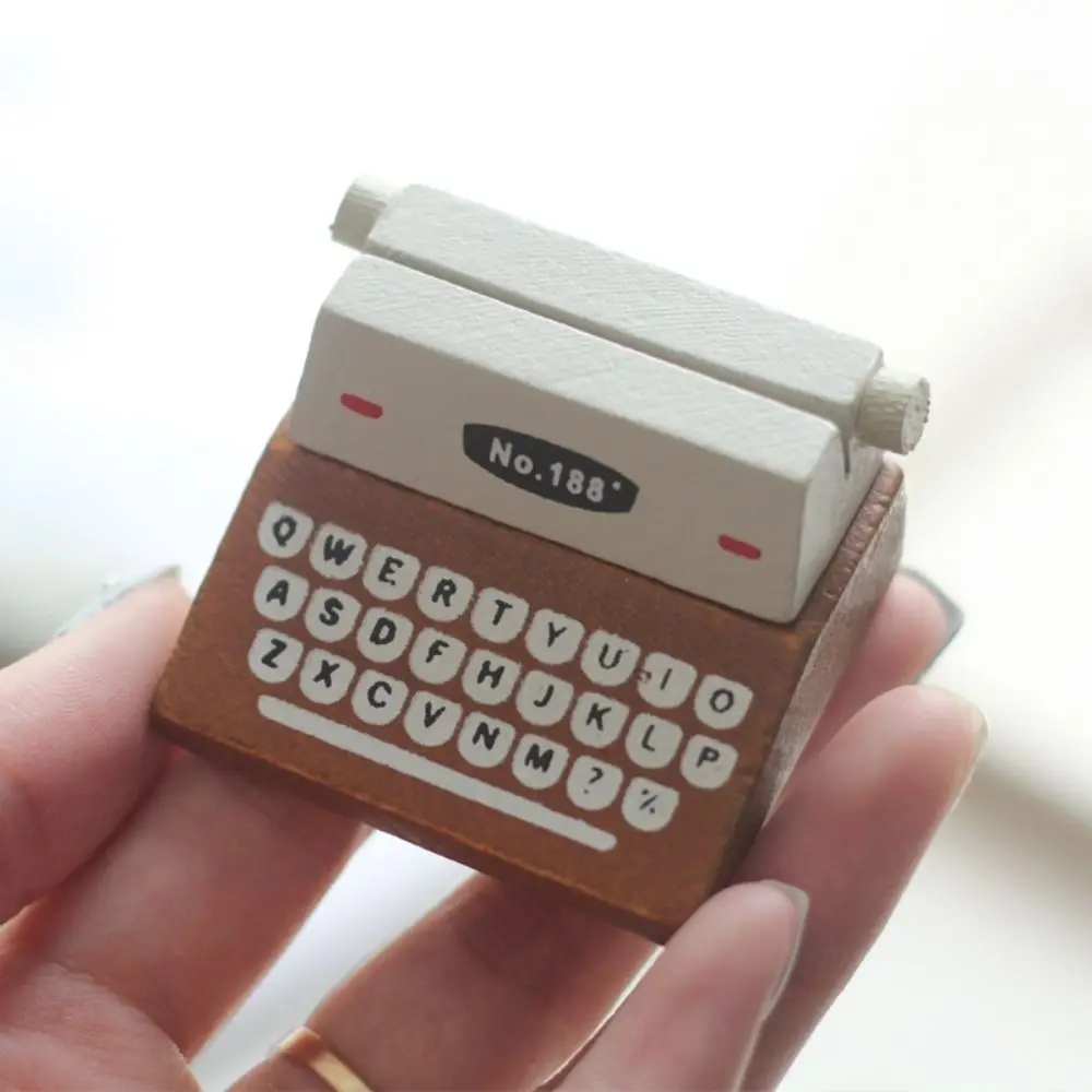 

Miniature Message Holder Exquisite Vintage Business Card Holder Handmade Wooden Typewriter shaped Message Folder