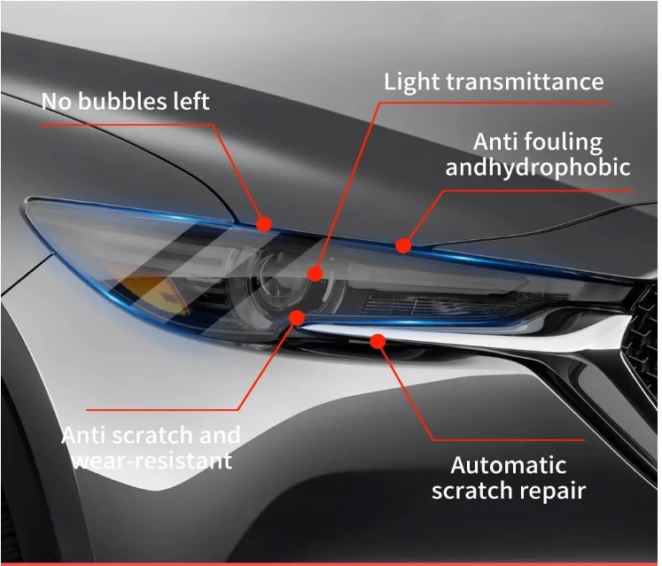 Car Film Car Headlight Film Self Adhesive Car Lamp/light Grey Headlight Tint Ppf Tpu