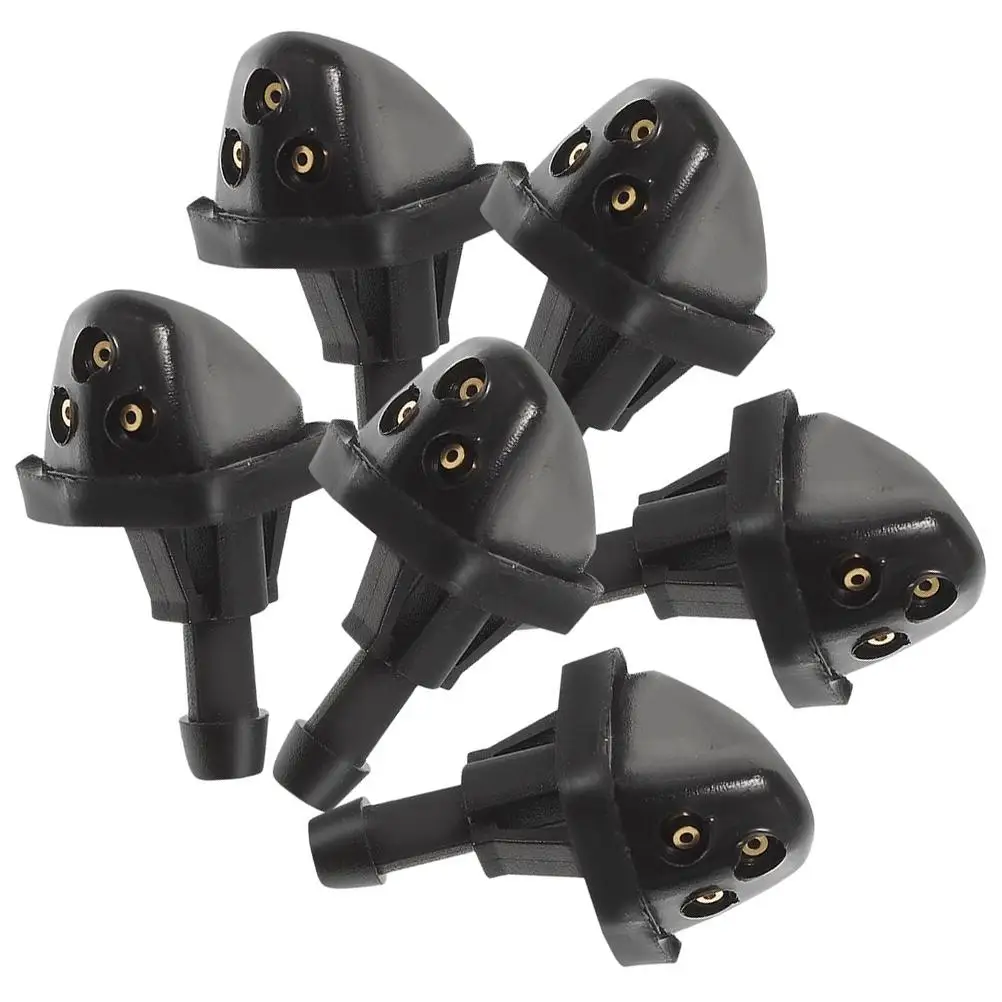 

6 Pcs Black 3 Holes Car Windshield Washer Nozzles for Front Auto Wiper Parts Replacement Sprayer Kit Accessories