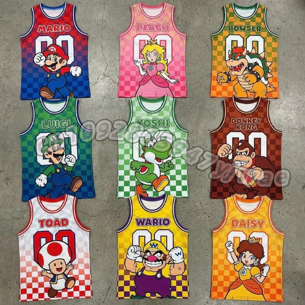 

26 Men Women Super Mario Bros Yoshi Peach basketball vest Kids Dress T-Shirt Men Women Short Sleeve Top men sleeveless T-Shrit