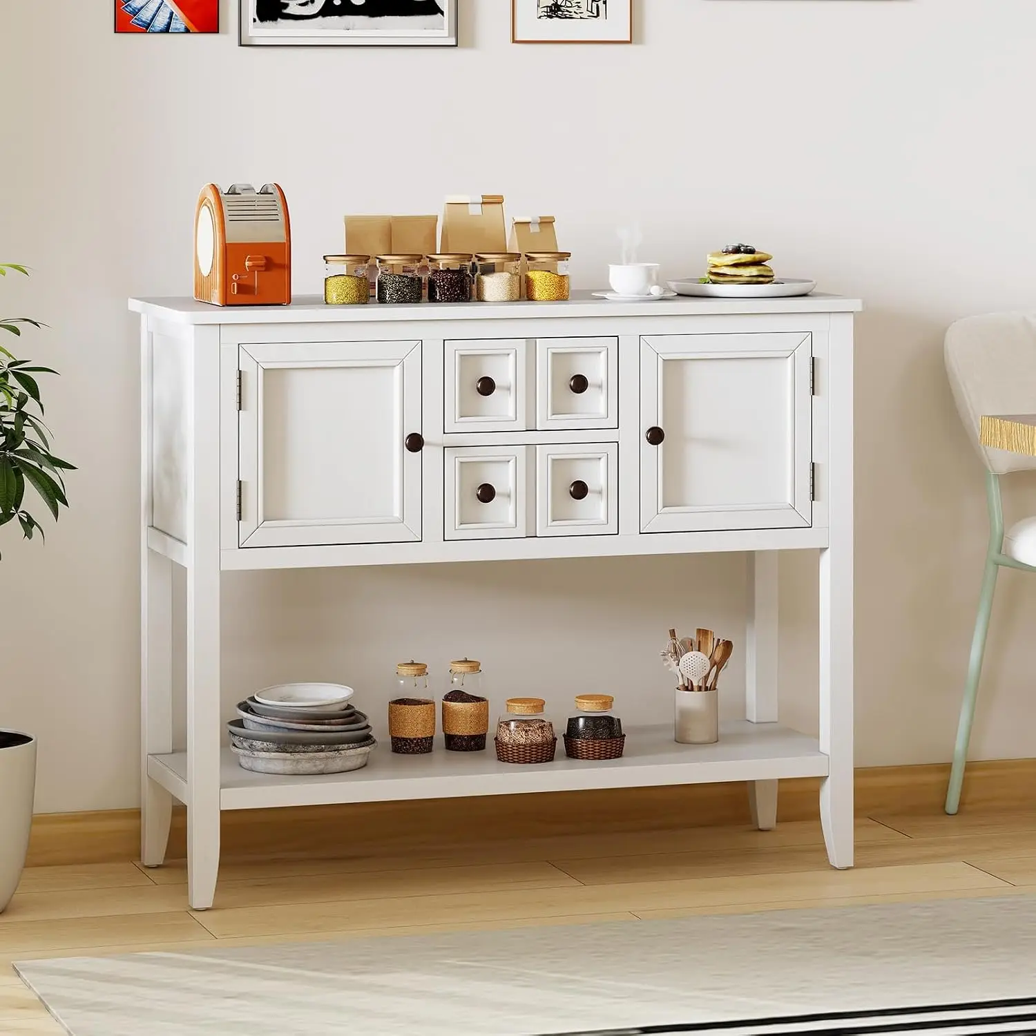 42'' Wood Sideboard Cabinet with Open Shelf 2 Drawers & 2 Doors Storage for Entryway Kitchen Living Room, Customized