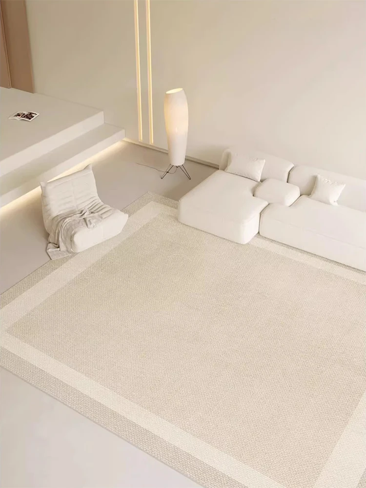 Tappeto minimalista Beige geometrico tappeto morbido e confortevole per camera da letto tappeto rettangolare artistico decorazione di lusso tappeti