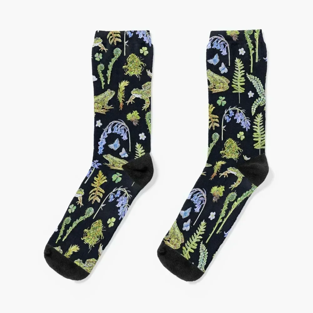 Frolicking Frogs and Ferns Socks Sports Toe sports christmas stocking Male Socks Women's