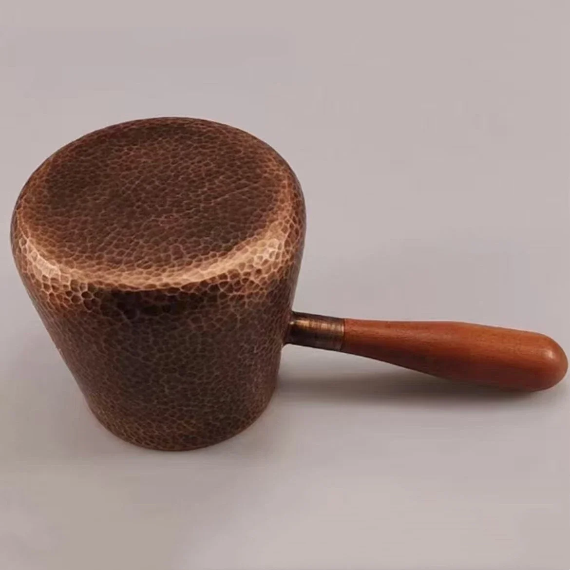 Vintage Hand-Rinsed Pure Copper Coffee Pot,Handcrafted Engraving Hammer Texture 700ml Boil Tea Teaware,Wooden Handle Teapot 6
