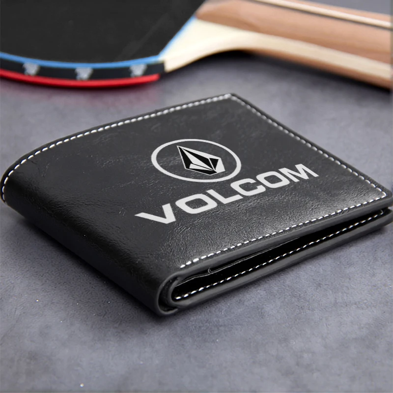 VOLCOM Premium PU Leather Wallet Men's Compact Design Lightweight Durable Business Style Minimalist Logo Embossed