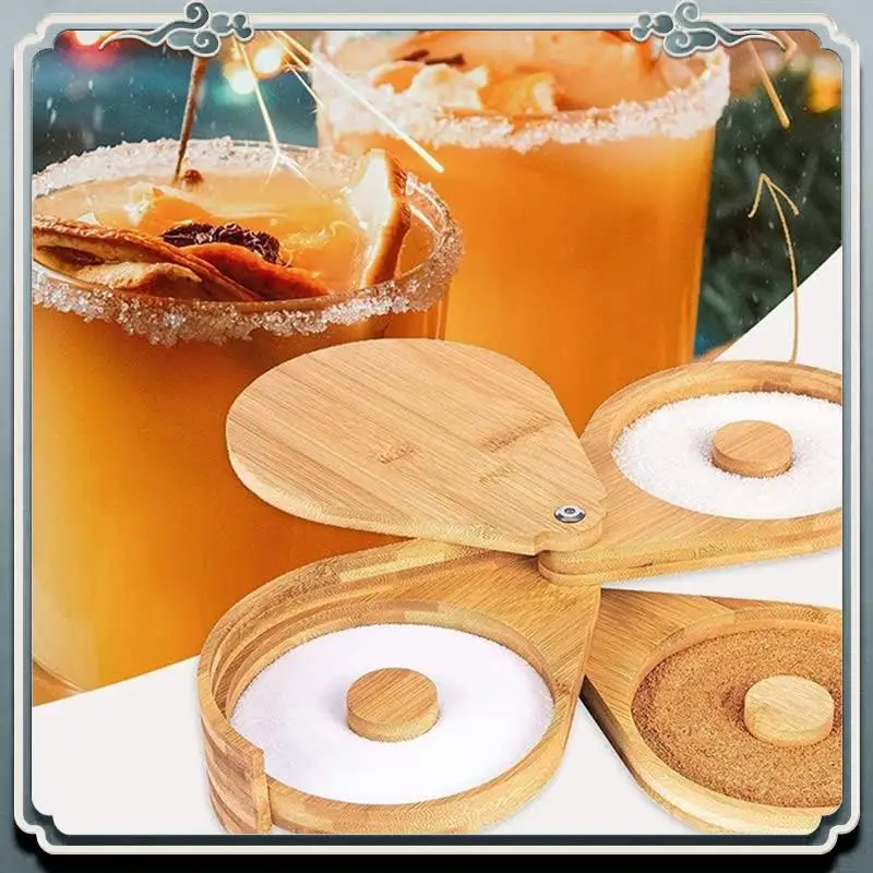 

1 Piece Wood Margarita Salt Rimmer Cocktail Rimmer Kit Wood Color Bamboo Glass Bar Sugar Salt Rimmer Plate