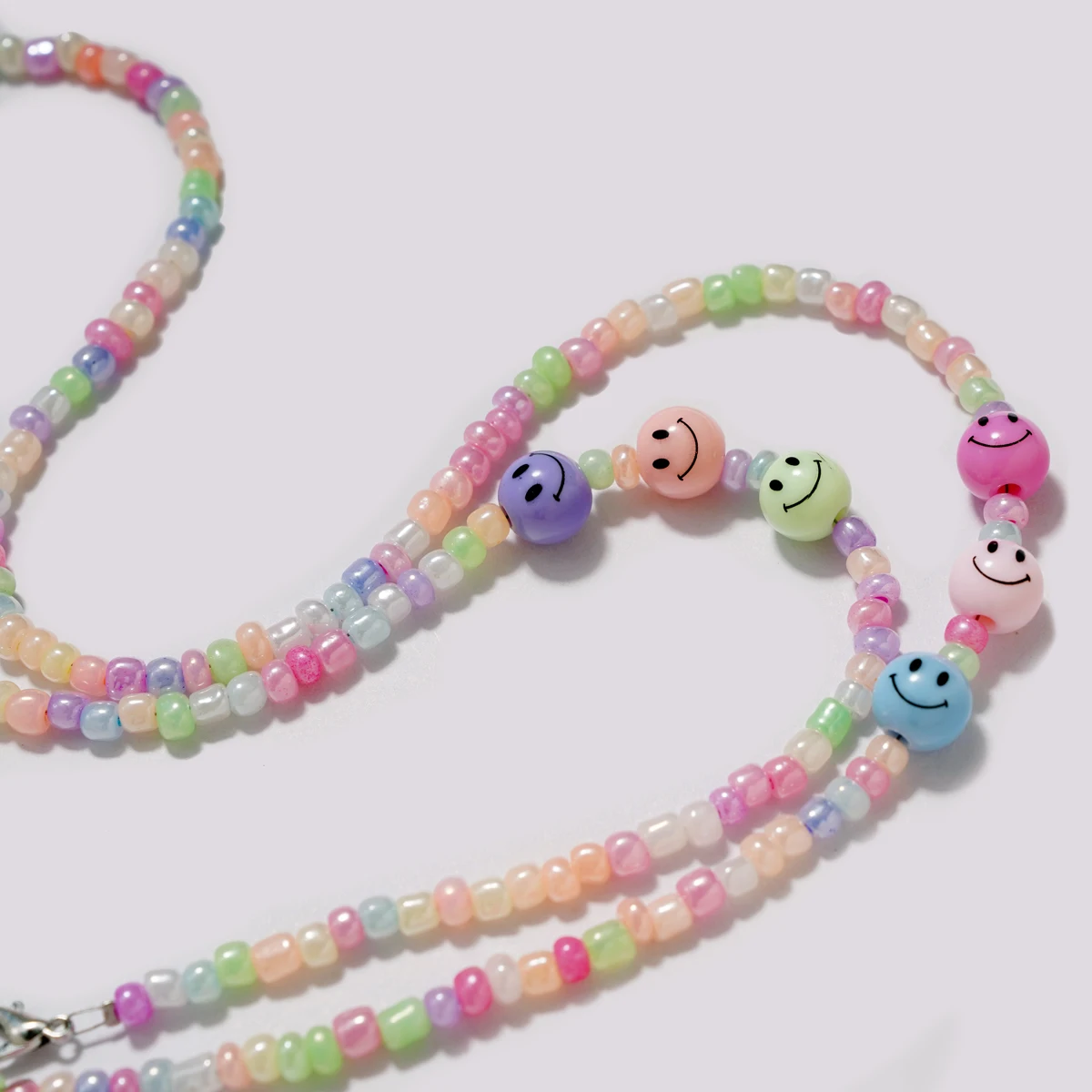 Children Colorful Acrylic Glasses Mask Lanyard Glasses Chains Cartoon Smile Face Rope Strap Holder Anti-lost Mask Chain For Boys
