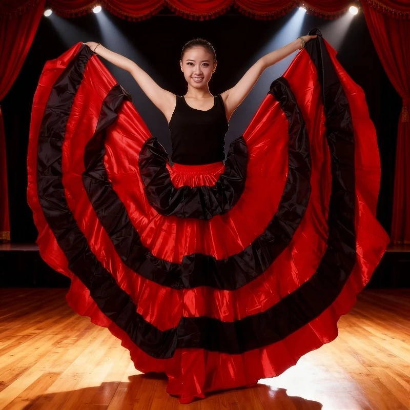 Spaanse stierenvechten dans rok buikdans rok opening dans swing rok rok prestatie kostuum ziet er dun uit