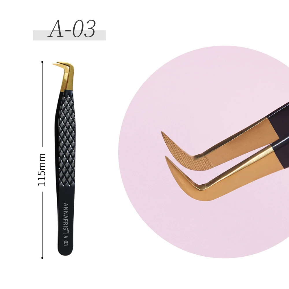 ANNAFRIS High-end Fiber Tip Lash Pincet Roestvrij Staal Rechte Kop Gebogen Tip Wimper Extension Pincet Makeup Tools