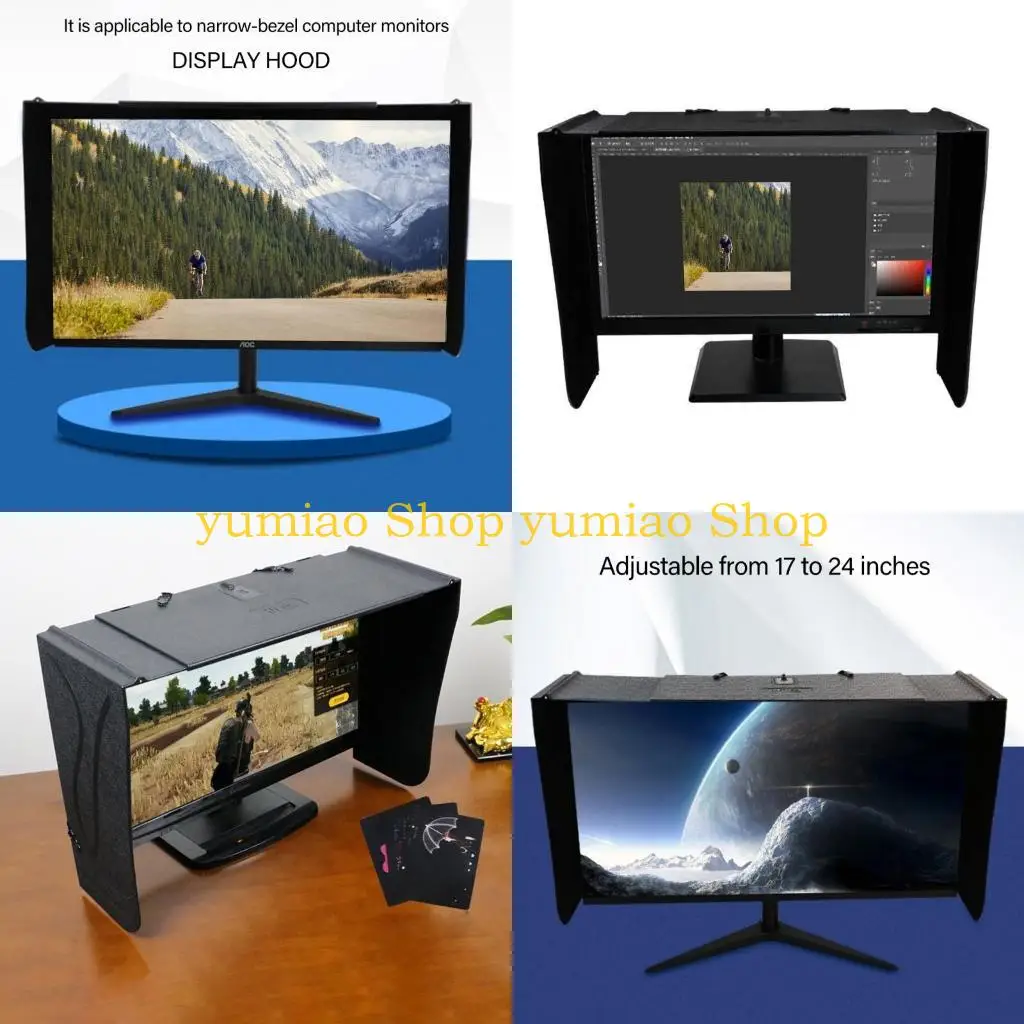

587B LCD Video Monitor Hood Sunshade Width 41-69cm Adjustable Monitor Hood Coverage