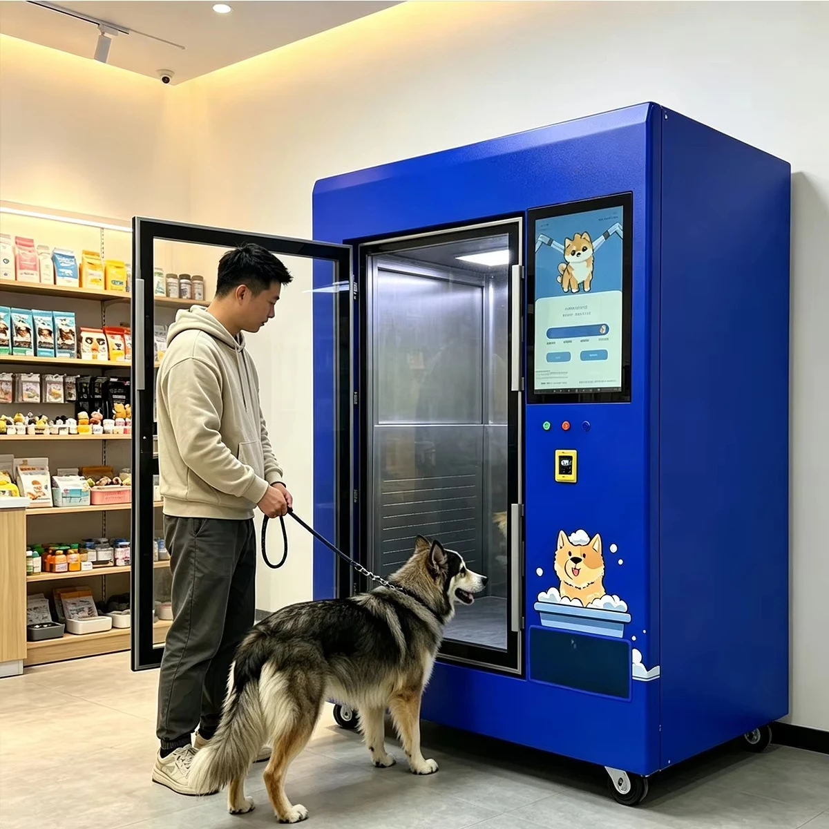 AIT Galvanized Self-Service Pet Bath Station, Commercial Dog Washer Touch Screen Coin/Card Payment SDK Supported