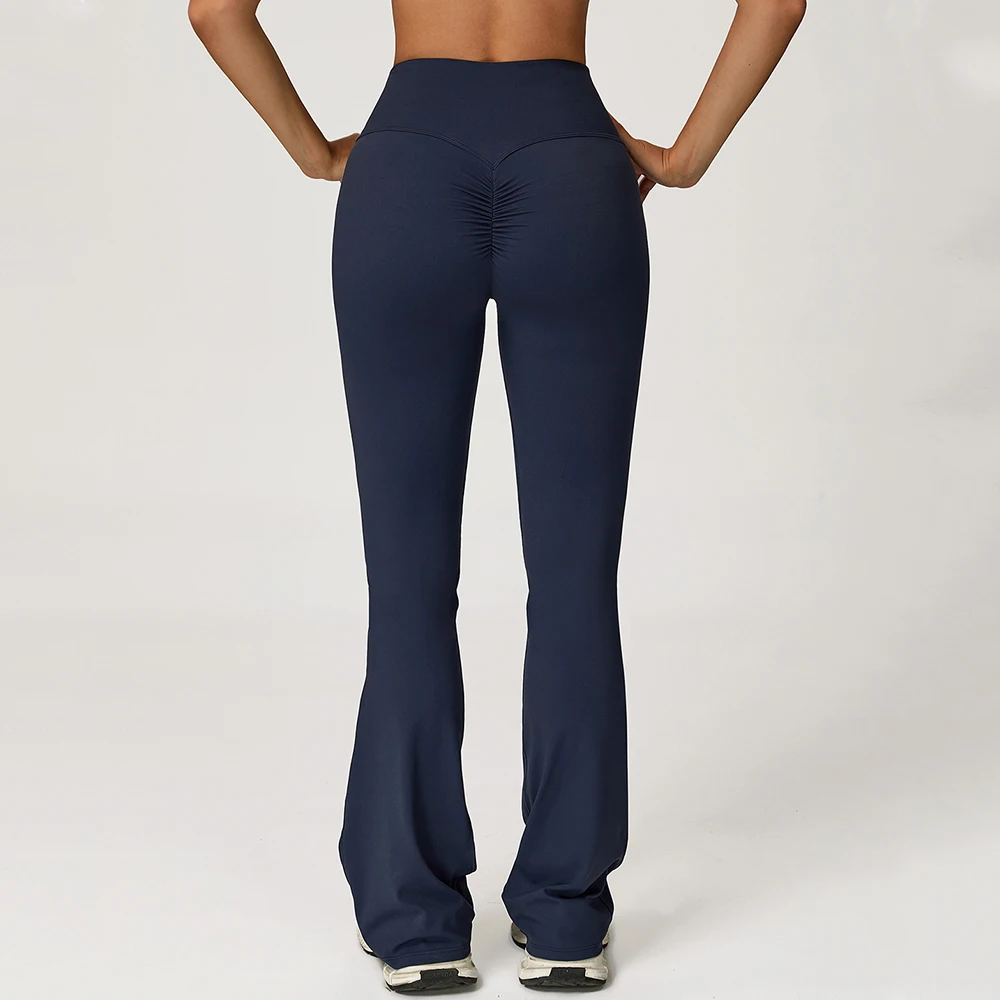 اليوغا متوهج بانت النساء عالية الخصر بنطال ذو قصة أرجل واسعة اللياقة البدنية جرس قيعان اليوغا مطاطا طماق رفع الصالة الرياضية تجريب متوهج طماق #2