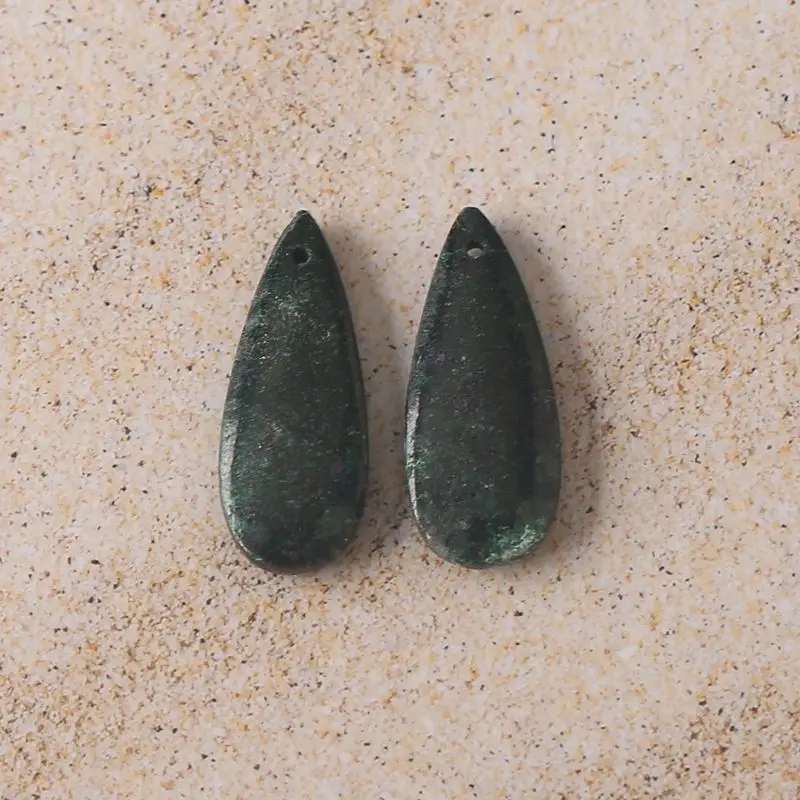 Chrysocolla Teardrop Gemstone Pair with Polished Finish for Artisanal Jewelry Making 29x12x4mm-5g