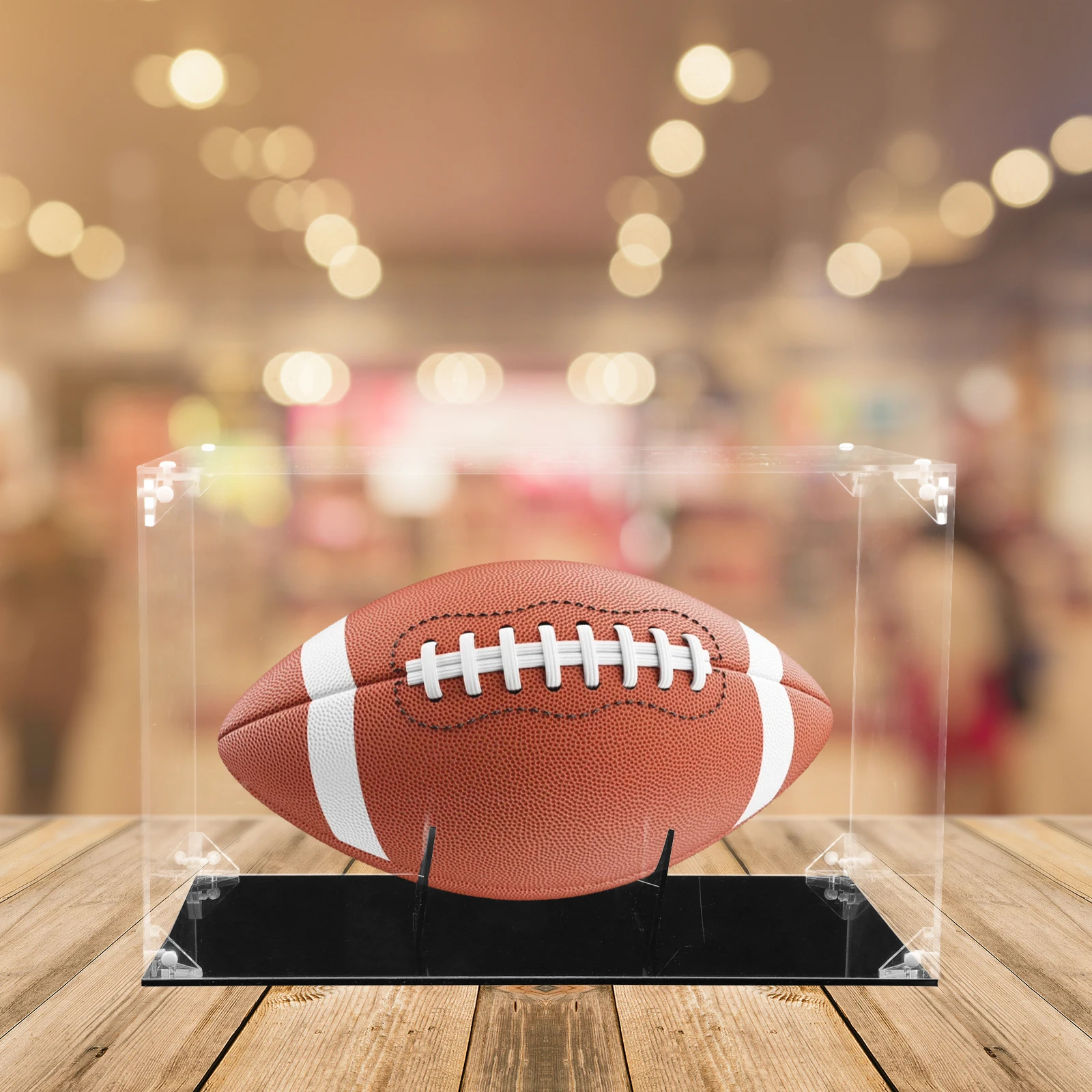 

Stable Durable Acrylic Rugby Display Box Multi-Function Transparent Desktop Storage Case For Collecting Balls Gift Packaging