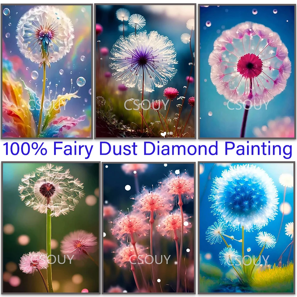 Dandelion flower100% Dairy Dust Full Square Diy Diamond Painting Cross Stitch Embroidery Mosaic Home Decor Needlework Crystal AB