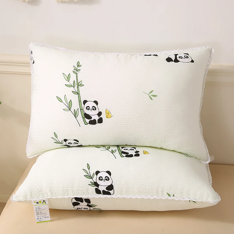 2025 Chinese Panda Print Orthopedic Sleep Protect Neck Pillow for Bedroom Lace Pillow Core Protection Cervical Vertebrae Pillow