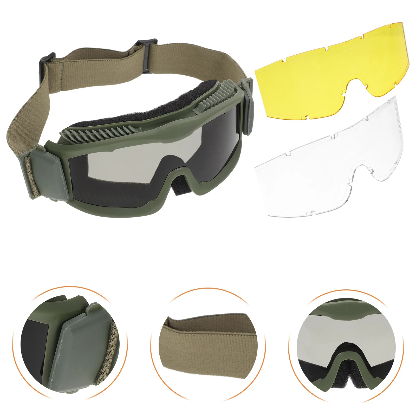 

1 Set Of Anti-Wind Sand Goggles With 3 Interchangeable Lenses For Outdoor Shooting Hunting Cycling Training