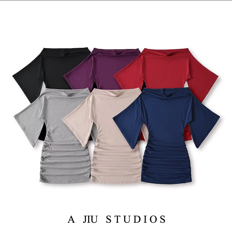 

Korean Sle Sexy ort Skirt One oulder Pleated Waist Cinched Slimming Bell Sve Dr Women's Faion Summer Dr