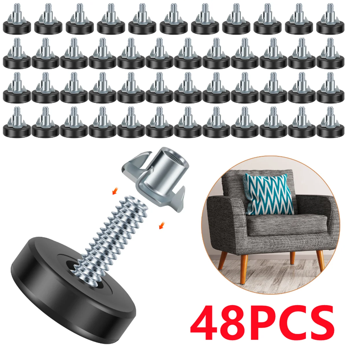 Non Slip Furniture Pads Adjustable Height Rubber Furniture Leg Protectors Heavy Duty Floor Protectors for Chairs Tables Sofas