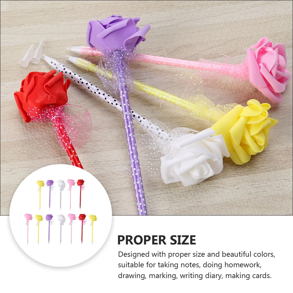 

12 шт. декоративные шариковые ручки в форме розы, пластиковые креативные ручки для письма для студентов, рисунок, маркировка, дневник