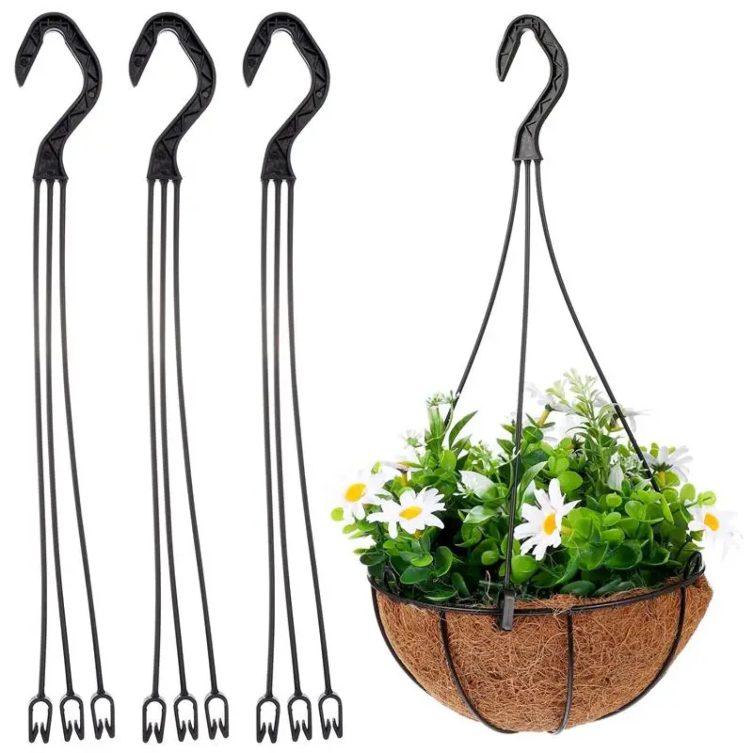 

Outdoor Plastic Flower Hanging Planter Pots - 25 Pcs Garden Hanger with Wind Chime Chains for Outdoors Baskets Plants