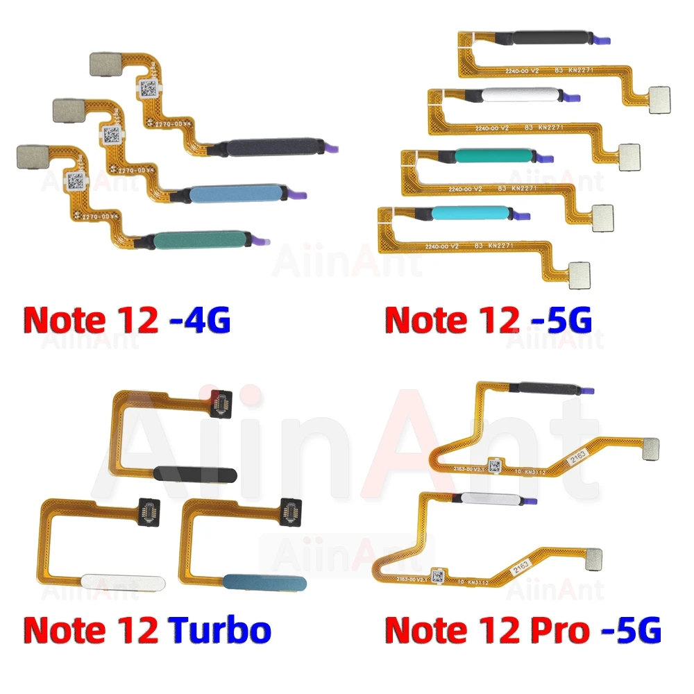 Home Side Power Button Touch ID Finger Scanner Fingerprint Sensor Flex Cable For Xiaomi Redmi Note 12 Pro Plus 4G 5G Turbo Parts