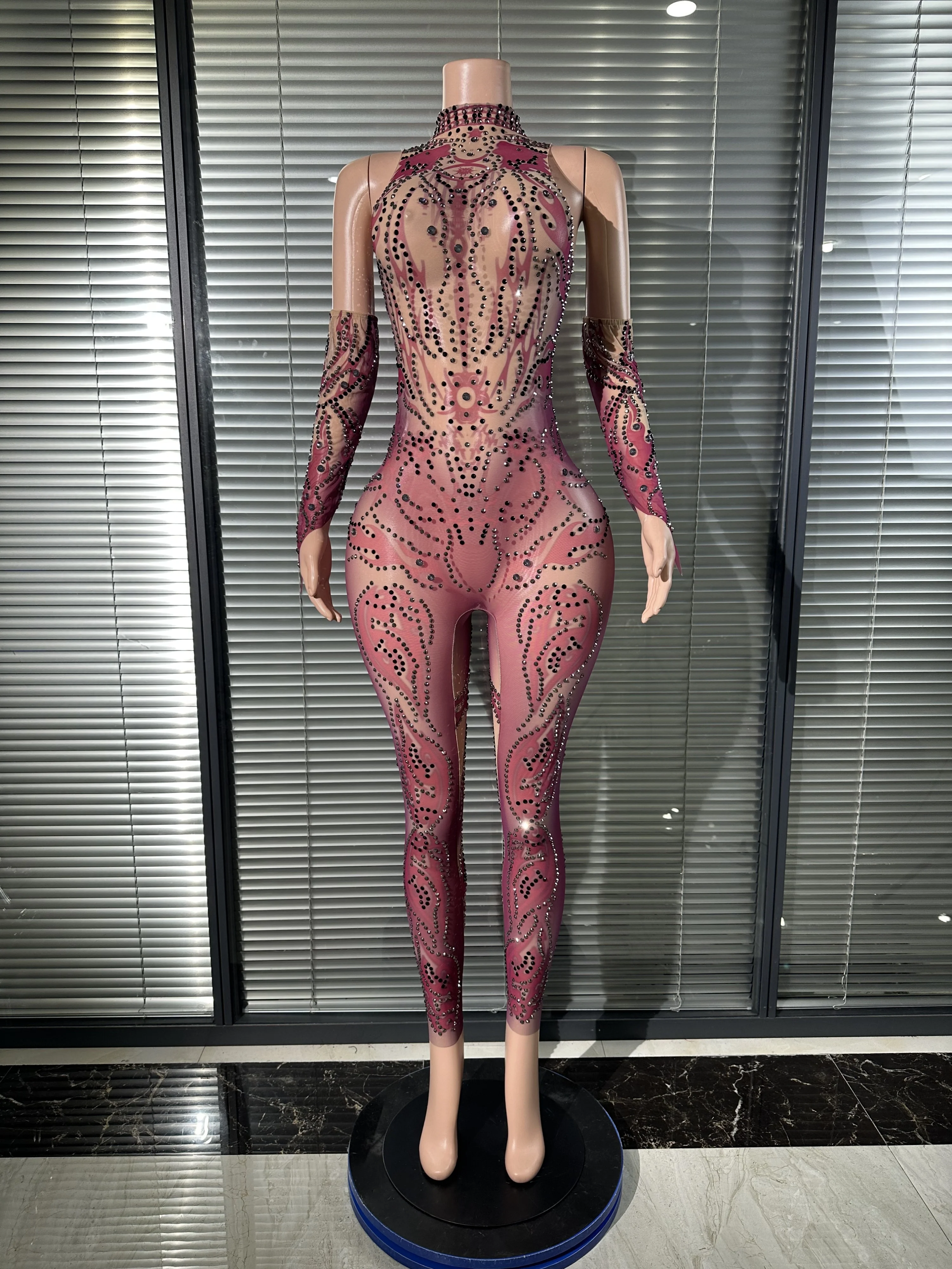 

Women Sexy Sparkly Rhinestone Jumpsuit Performance Dance Costume Singer Dancer Show Stage Wear Nightclub Outfit