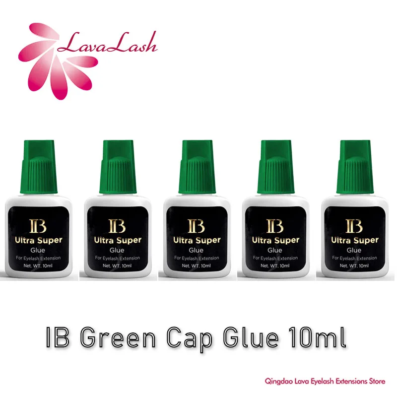 5 Bottles 10ml IB Ultra Super Glue for Eyelash Extensions Professional I-Beauty Green Cap False Lash Glue Suppliers Wholesale