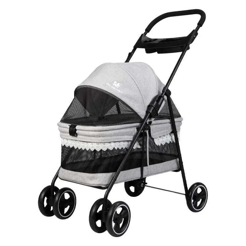 عربة أطفال دانتيل مخفية من الدانتيل للحيوانات الأليفة والقطط والكلاب عربة أطفال من الدانتيل على شكل قطة كلب تيدي عربة أطفال صغيرة خارجية خفيفة الوزن قابلة للطي وقابلة للتنفس