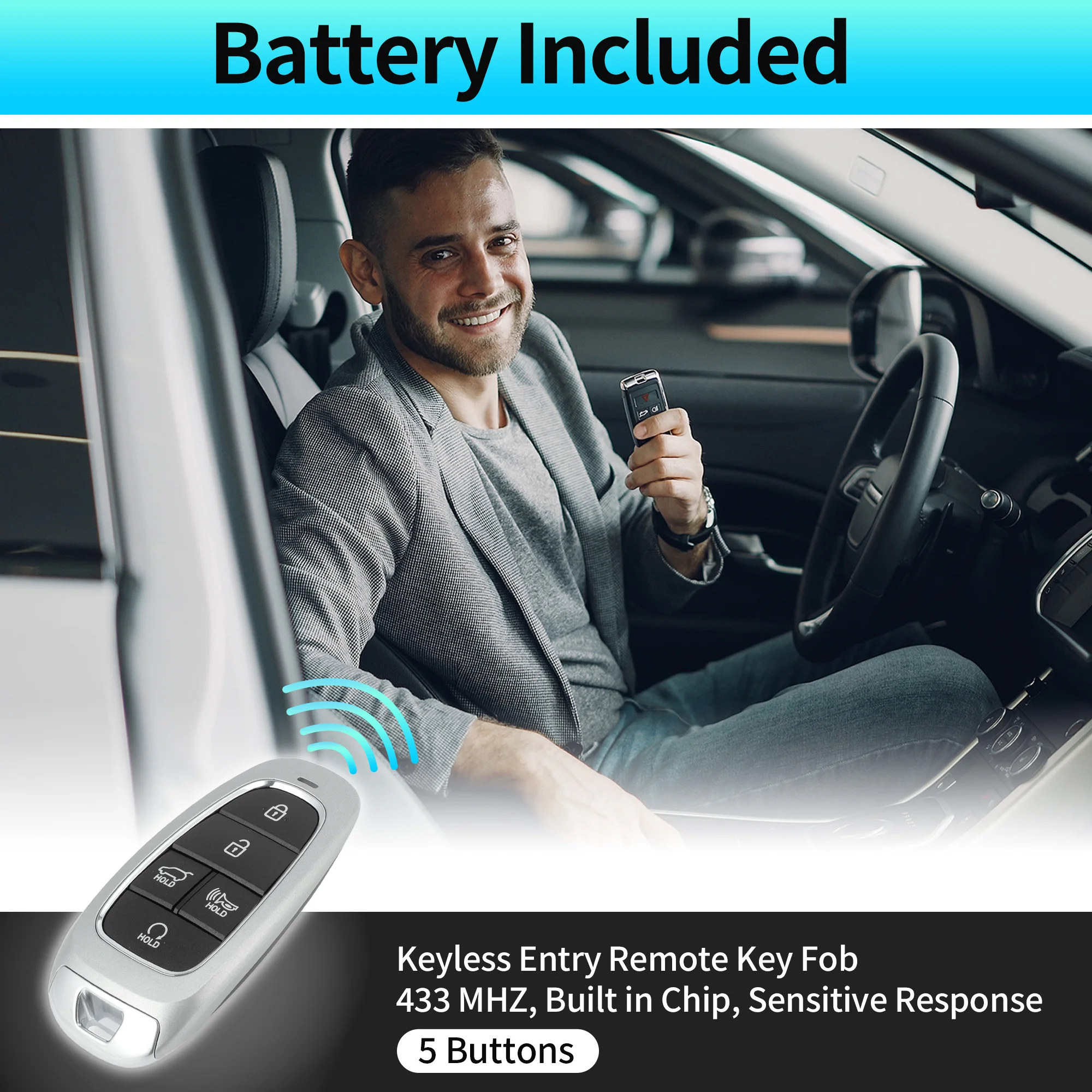 

X Autohaux TQ8-FOB-4F27 433 МГц дистанционный брелок для бесключевого доступа для Hyundai Santa Fe 2021-2024