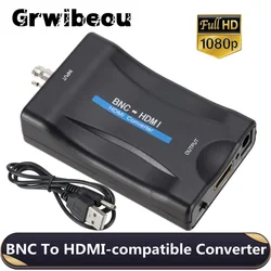 Grwibeou BNC to HDMI-compatible Converter With USB Cable 1080P Display Video Conversor Surveillance Monitor TV signal Converter