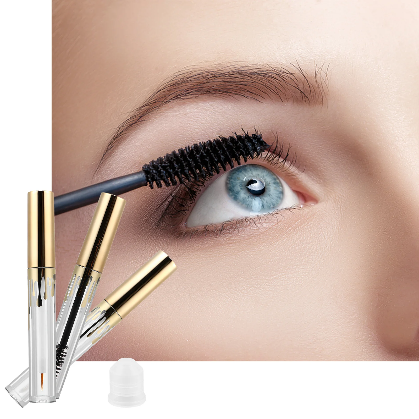 3pcs Clear Empty Mascara Tube Lip Gloss Bottle Eyeliner Container Refillable Diy Plastic Travel Size Reusable