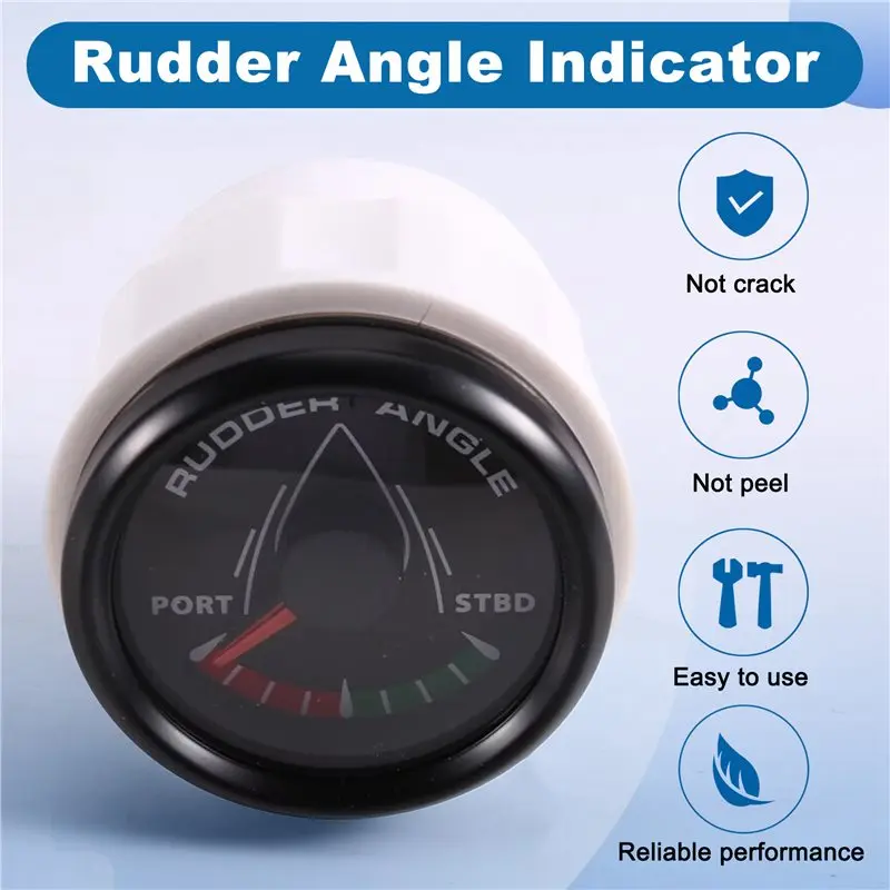 

AASS-Waterproof 52Mm 0-190Ohm Rudder Angle Indicator For Boat Marine 8 Color Backlight 12V/24V For Car Truck