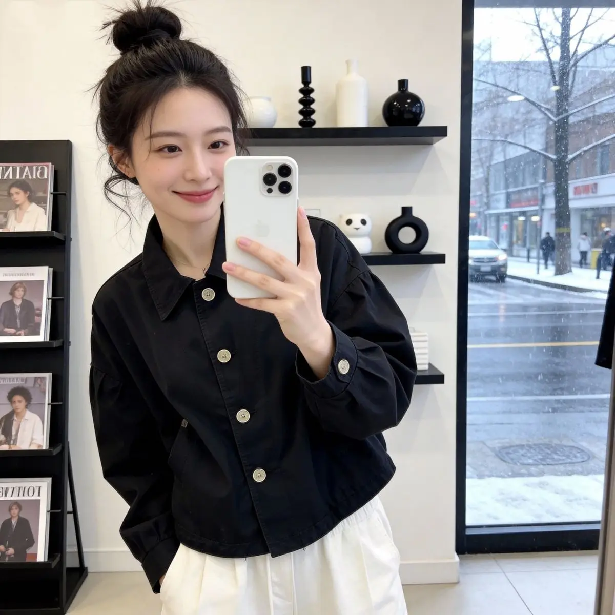 

Spring Autumn ort Collar irt Jaet Women Loose Anti-Aging Top New Retro Slimming Coat Women Hong Kong Sle