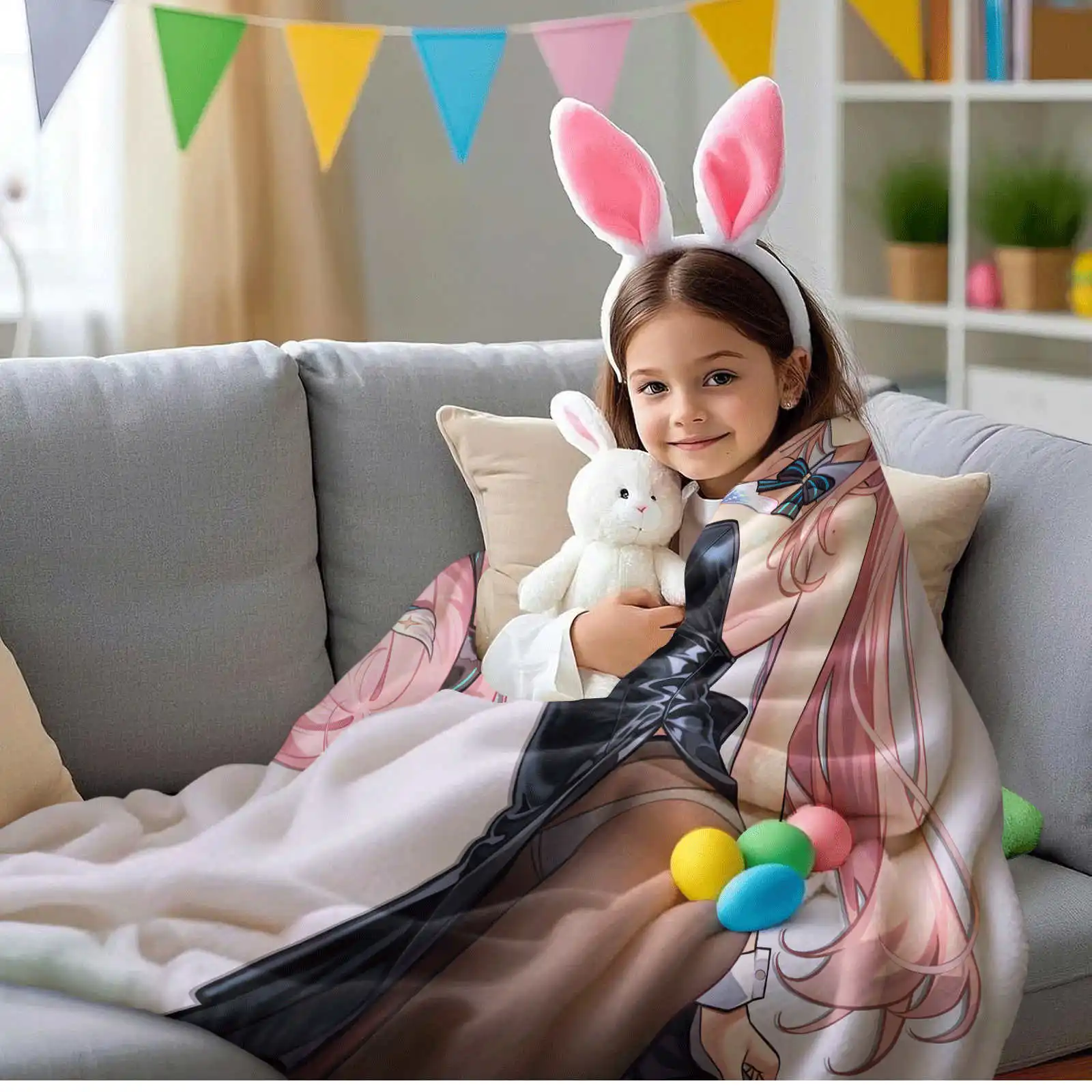 Sexy Anime-Mädchen-Flanelldecke, weich, gemütlich, für Nickerchen, Filmnächte, Heimtextilien