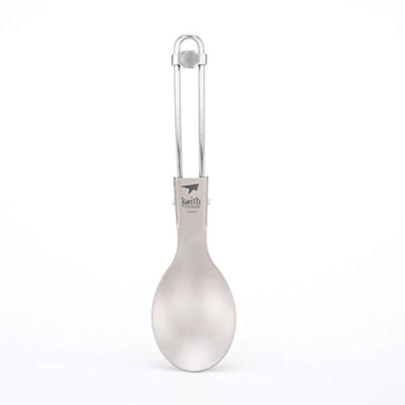KEITH Titanium Spoon Folding Hand Portable Bacteriostatic Cutlery for Outdoor Picnic Camping Tableware Spoon Ti5302