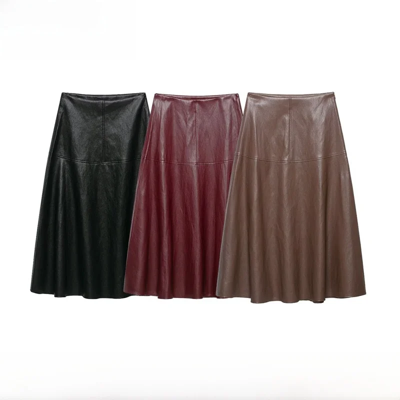 Early Autumn New Arrival Women's Midi Skirt Fashionable Layered Decorative ZR Style Polyester Fiber A-Line Skirt Zipper Closure