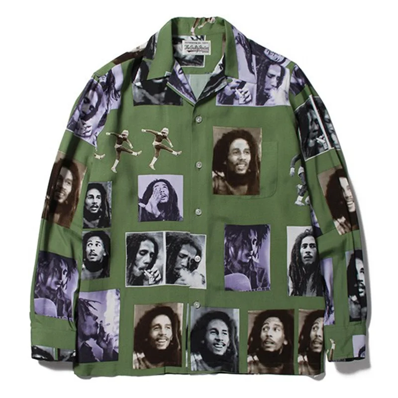 WACKO MARIA People Trendy Prints High Street Loose Hip Hop Japanese Mens Womens Hawaii Long Sleeve Shirt