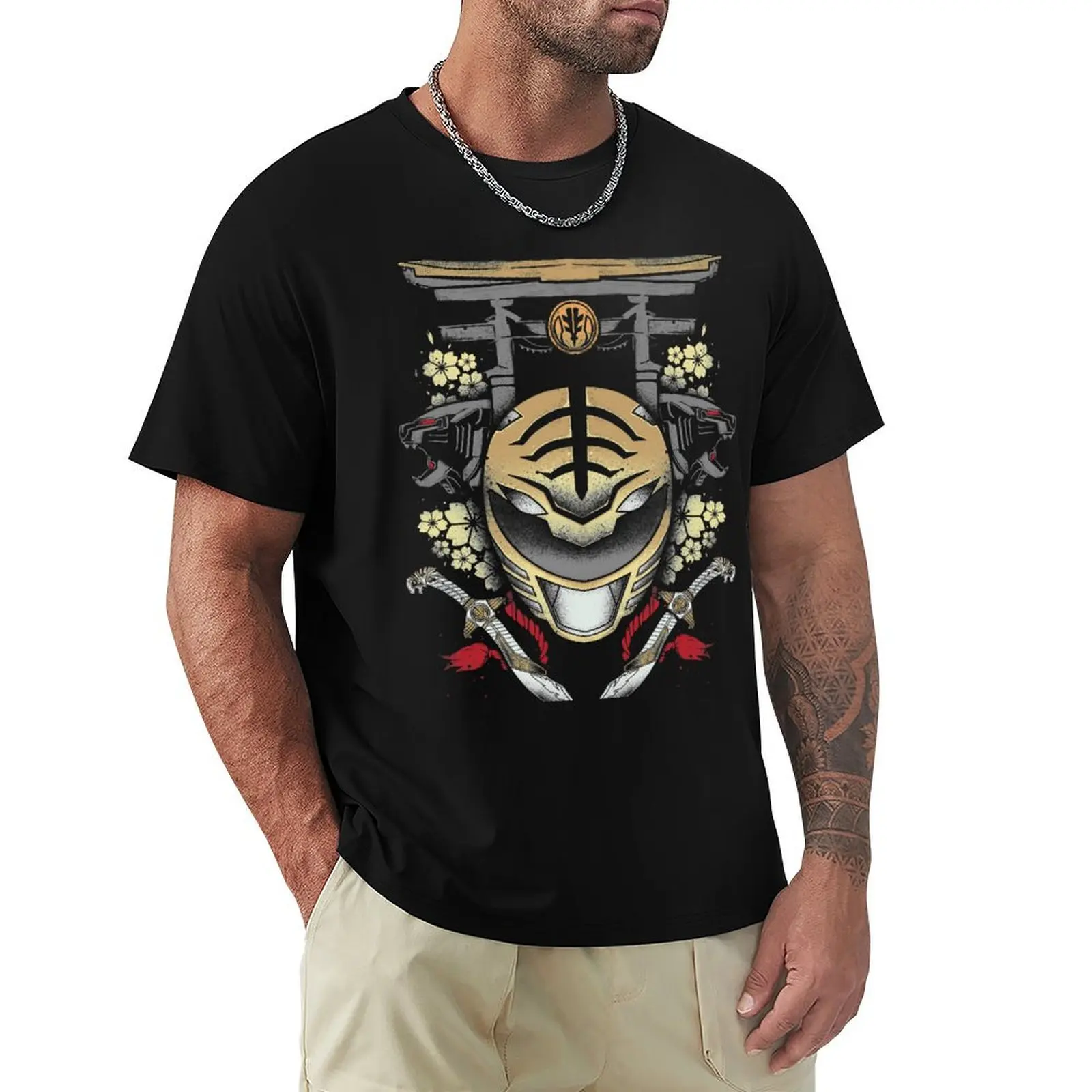 T-shirt à manches courtes Power Ranger pour homme, vêtements d\'hélicoptère scopique, blanc