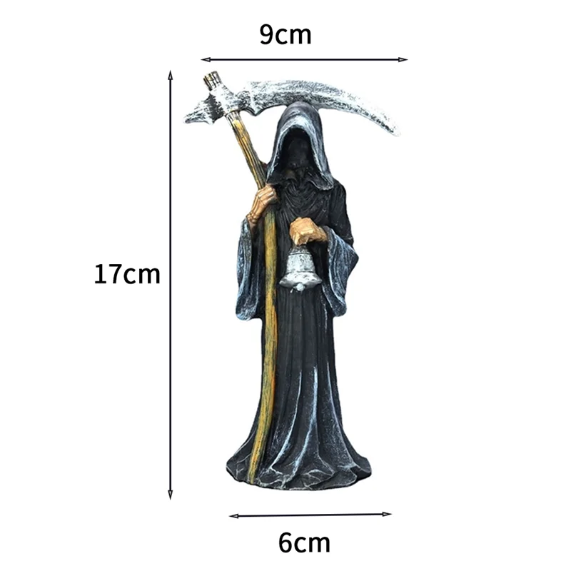 Holy Death Statue Standing Decorative Grim Holding Scythe Statue Altar Halloween Decoration Desktop Sculpture