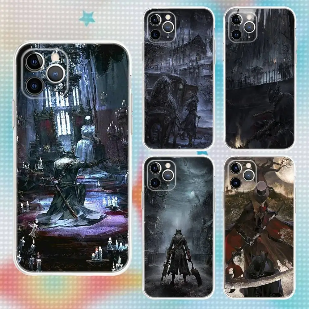 

B-BloodborneS Game Phone Case For iPhone 17,16,15,14,13,12,11 Pro,Max,Plus,Air,X,XS,XR,SE,Mini Transparent Soft